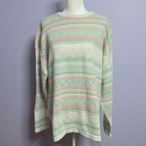 Elegant Pastel Striped Sweater w Silver by Cape Cod‎